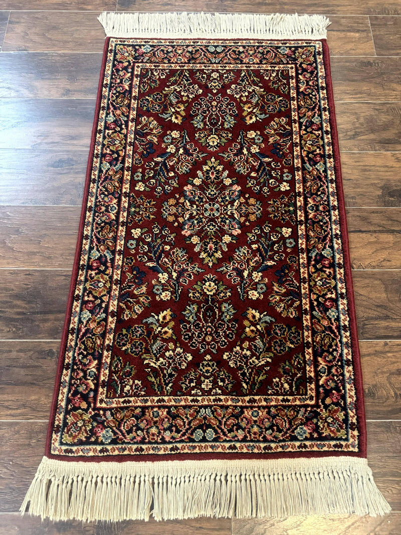 Small Karastan Rug 2.6 x 4 Red Sarouk #785, Karastan Wool Pile Rug, Original 700 Series, Discontinued Vintage Karastan Carpet by Jewel Rugs