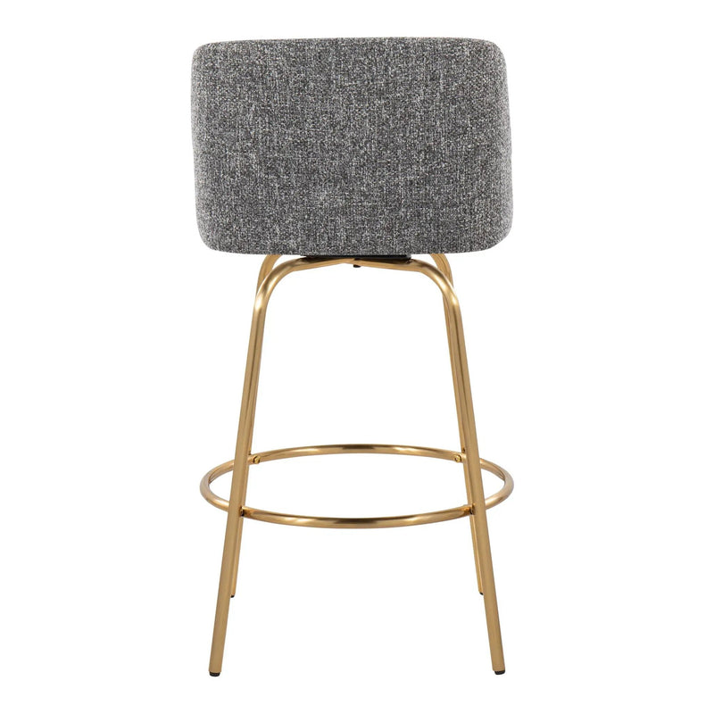 Toriano - Contemporary, Fixed Height Counter Stool With Swivel With Round Footrest (Set of 2) by HouseOfZazla