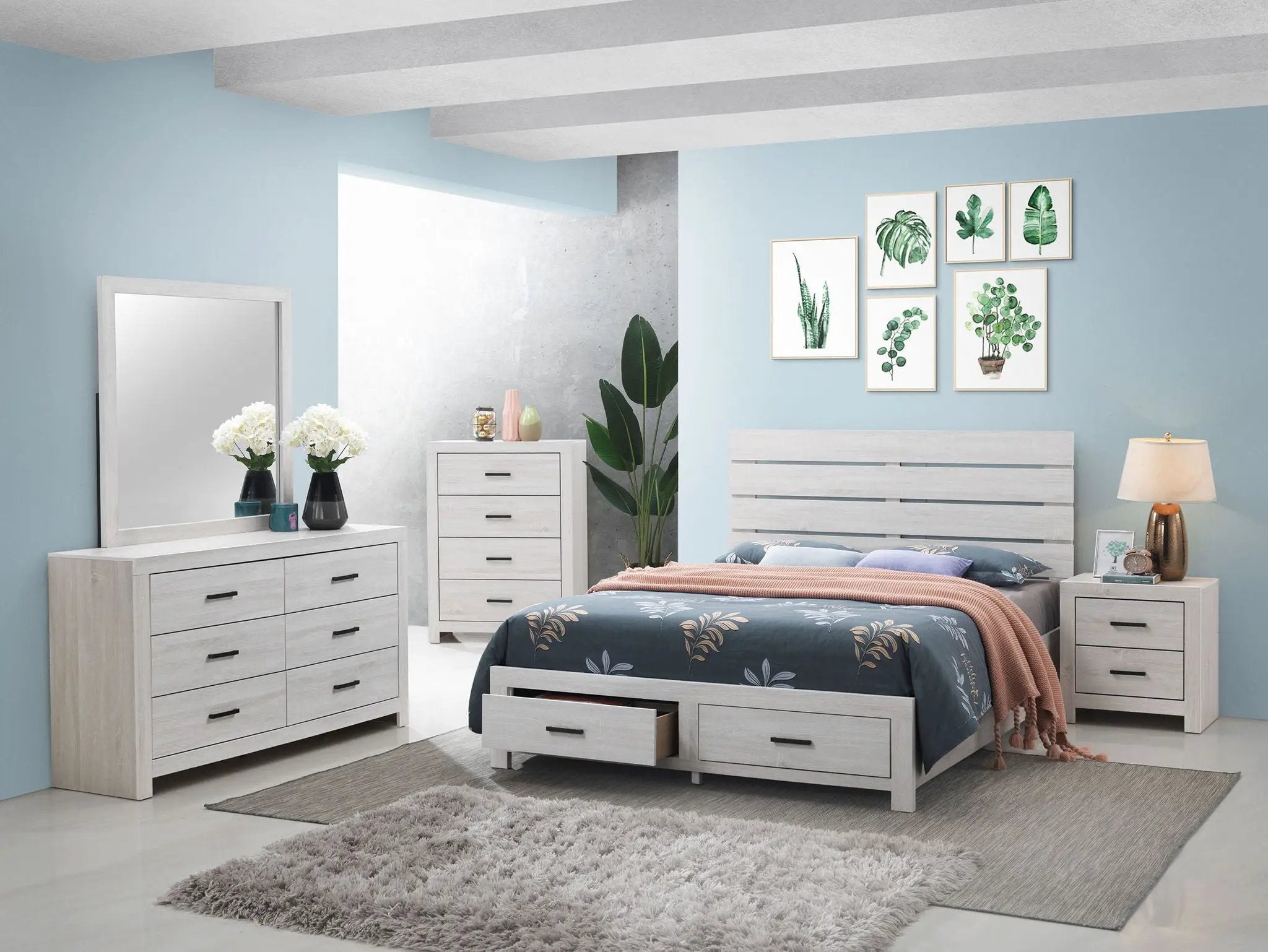 Brantford 5-piece Queen Bedroom Set Coastal White by Unique Piece Furniture