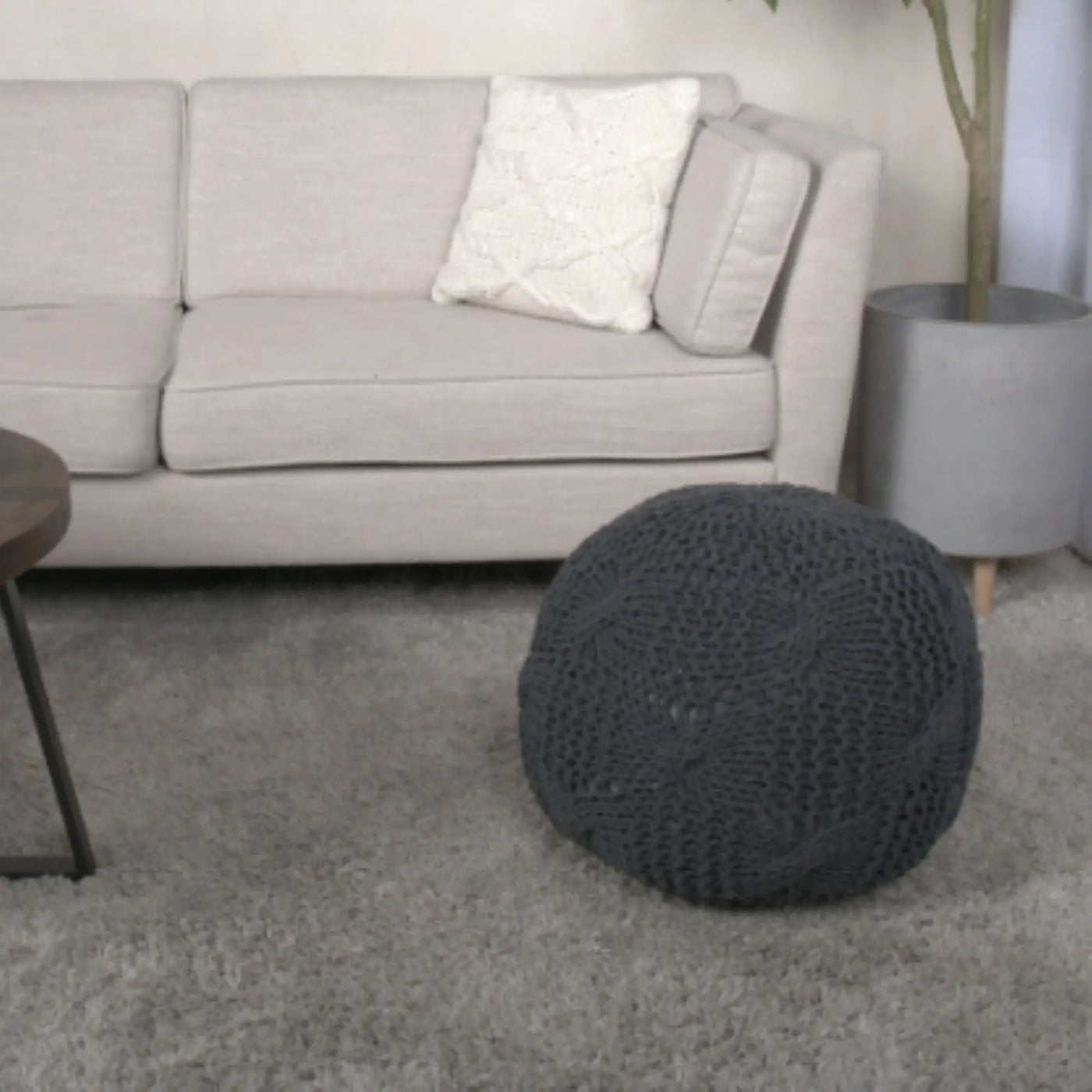 Bordeaux - Knitted Round Pouf by HouseOfZazla