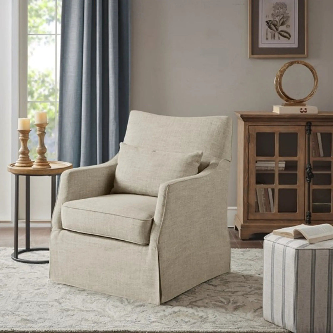 Traditional Design London Skirted Swivel Chair by HouseOfZazla