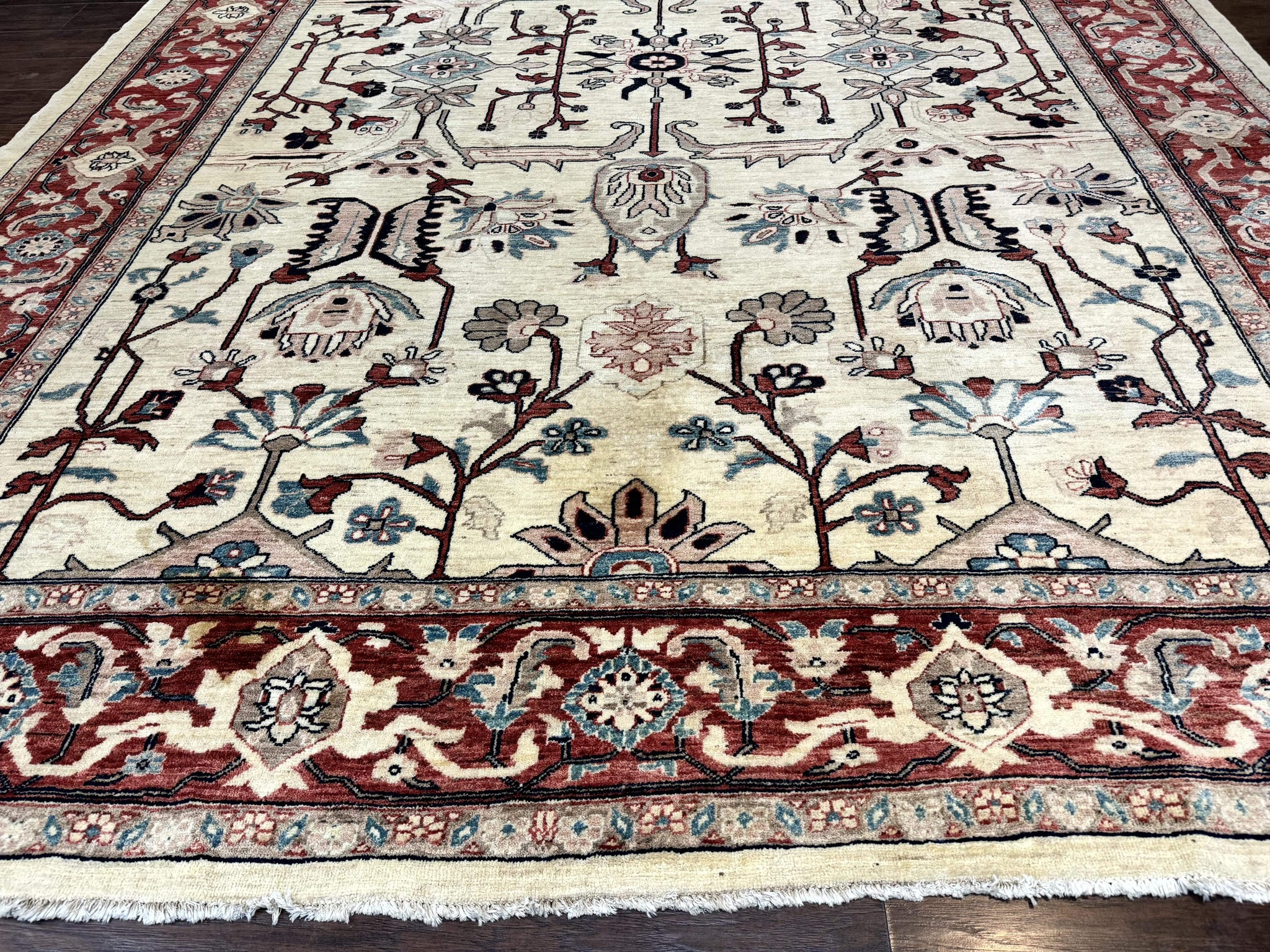 Peshawar Rug 10x14, Beige and Rust Red, Large Pak Persian Rug, Pakistani Rug by Jewel Rugs