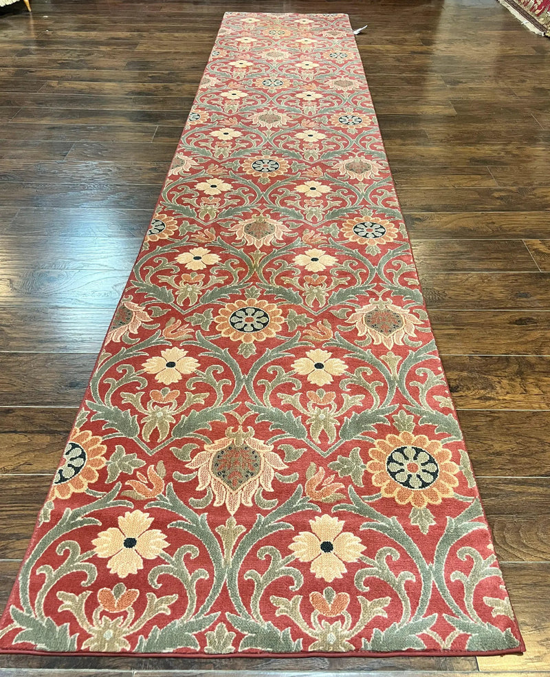 Runner Rug 3 x 14.7, Long Hallway Rug, Wool, Power Loomed, Contemporary, Floral by Jewel Rugs