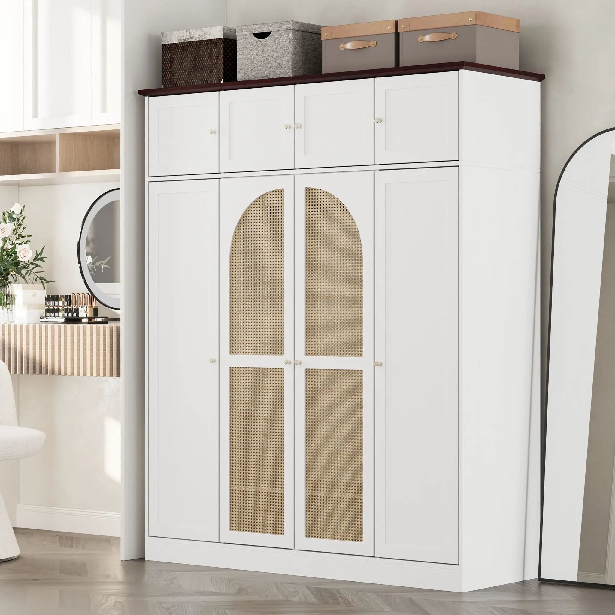 8 Door Armoire Wardrobe With Adjustable Shelves And Hanging Rod by Unique Piece Furniture