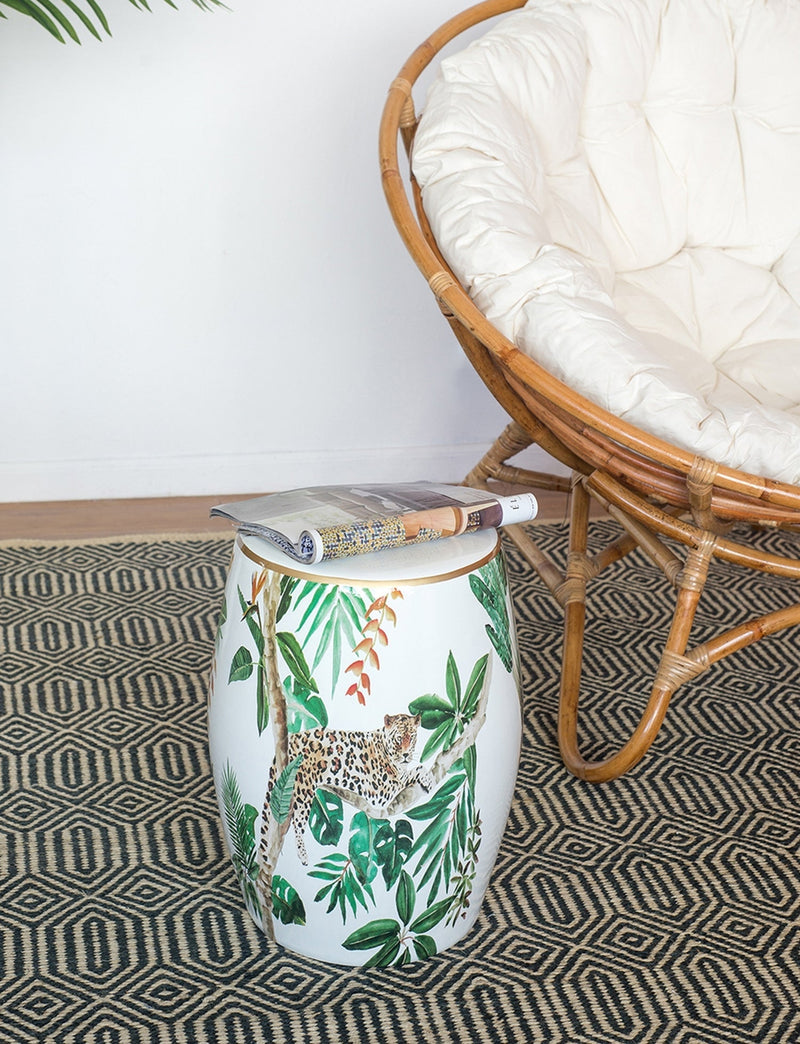 13x13x18 Ceramics Garden Stool Jungle-Themed Accent Side Table by HouseOfZazla