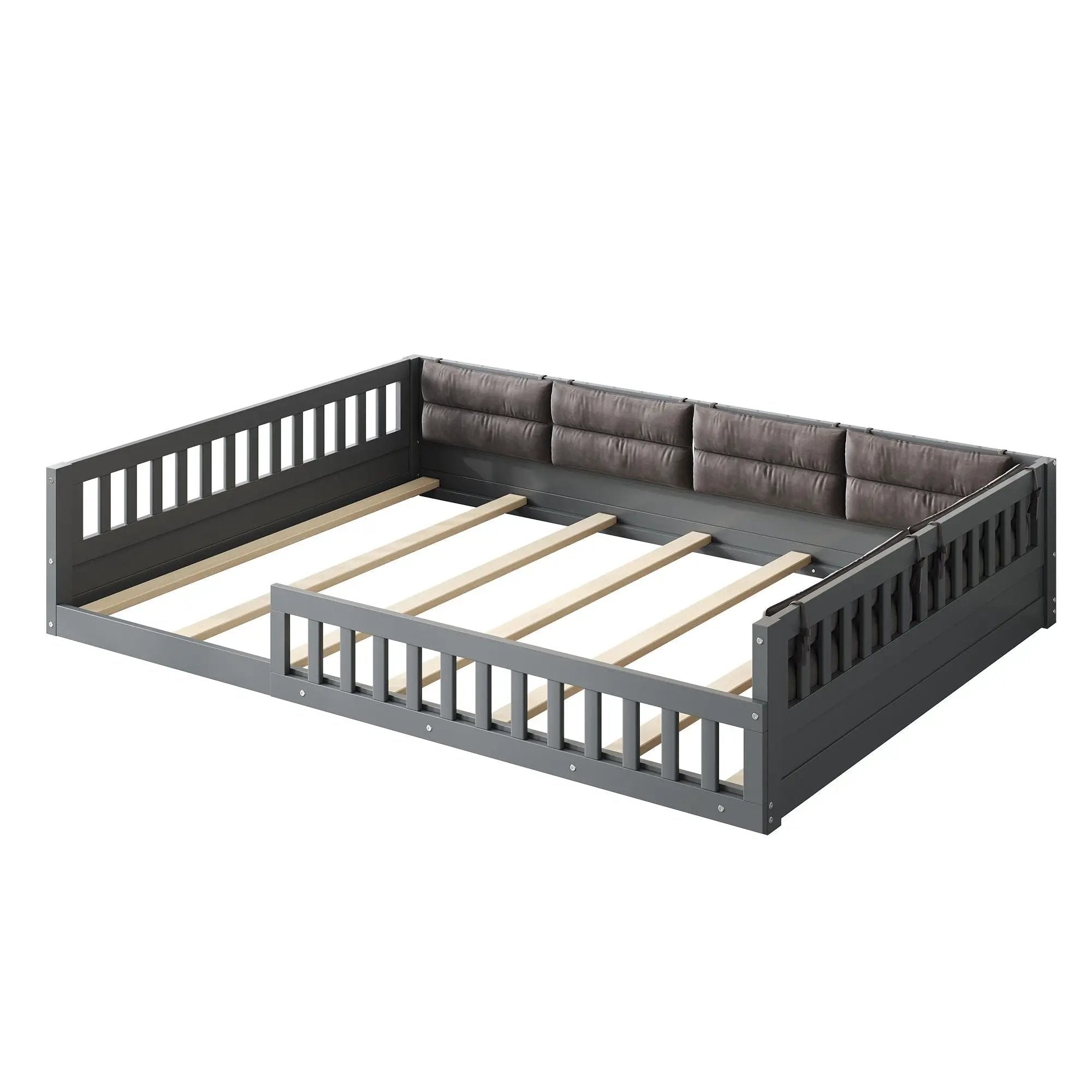 Upholstered Platform Bed With Guardrail And Pillow by HouseOfZazla