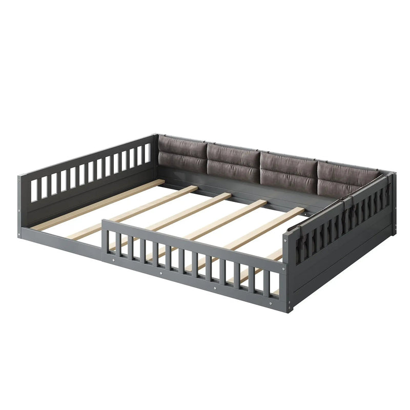 Upholstered Platform Bed With Guardrail And Pillow by HouseOfZazla