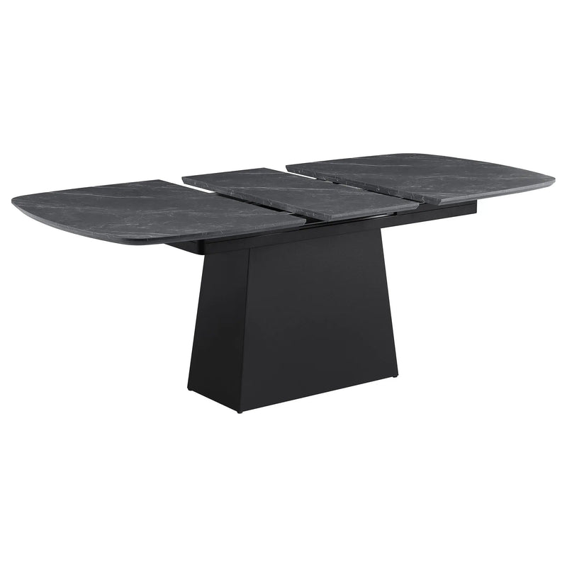 Potero 73-inch Faux Marble Extension Leaf Dining Table Black by Unique Piece Furniture