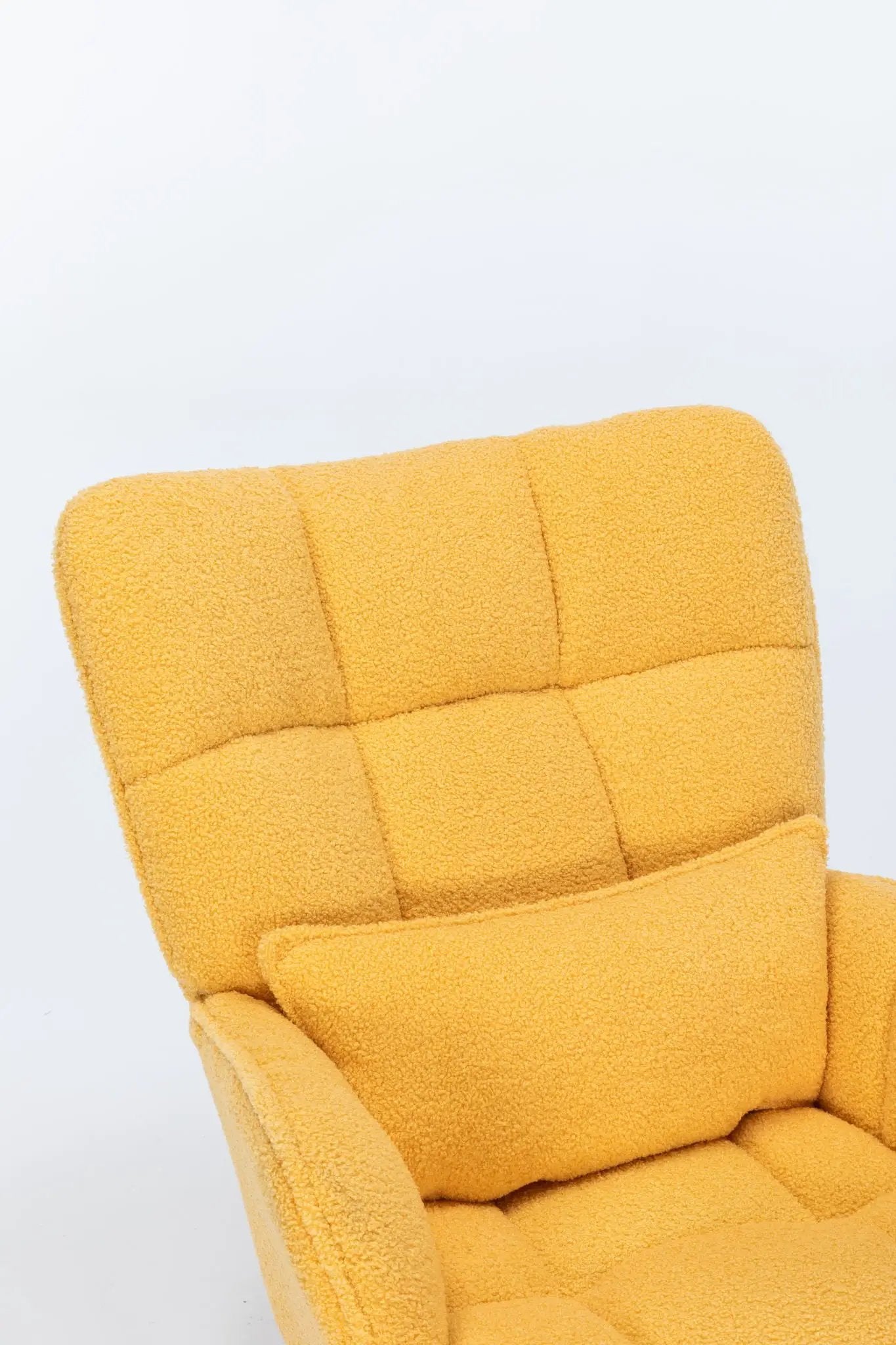 Rocking Chair Nursery, Teddy Upholstered Glider Rocker With High Backrest, Reading Chair Modern Rocking Accent Chairs Glider Recliner For Living Room - Yellow by HouseOfZazla