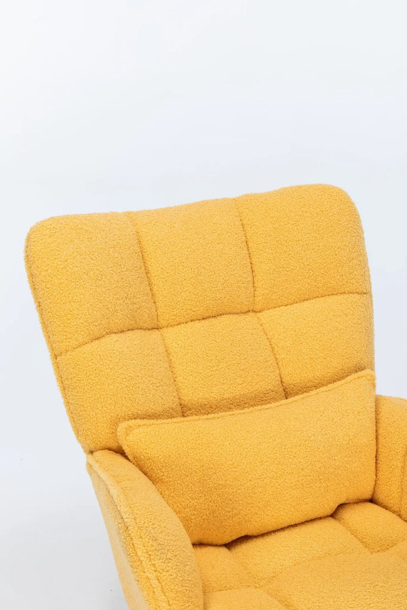 Rocking Chair Nursery, Teddy Upholstered Glider Rocker With High Backrest, Reading Chair Modern Rocking Accent Chairs Glider Recliner For Living Room - Yellow by HouseOfZazla