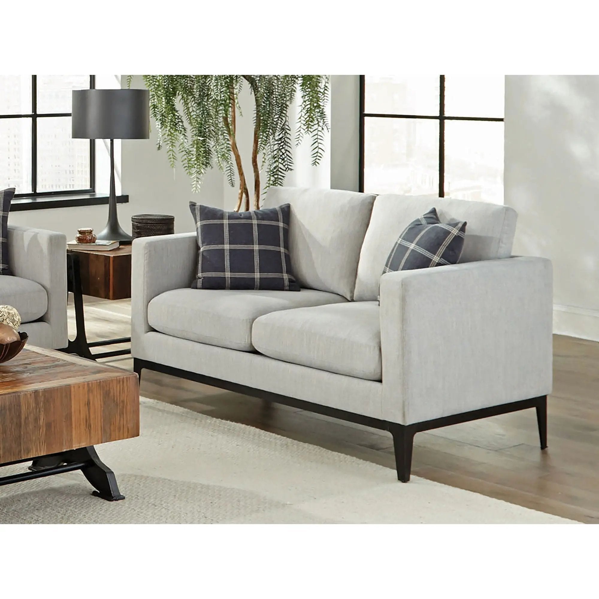 Saba - Cushion Back Loveseat With Pillow Top Arms - Light Gray by HouseOfZazla