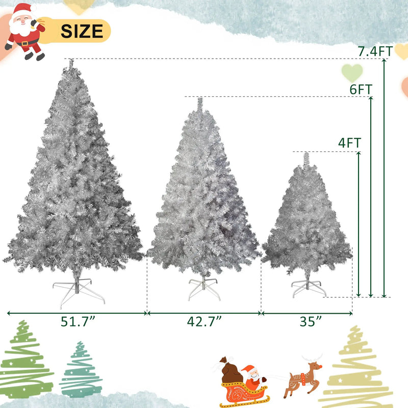 6FT Sliver Pre-Lit Artificial Christmas Tree by HouseOfZazla