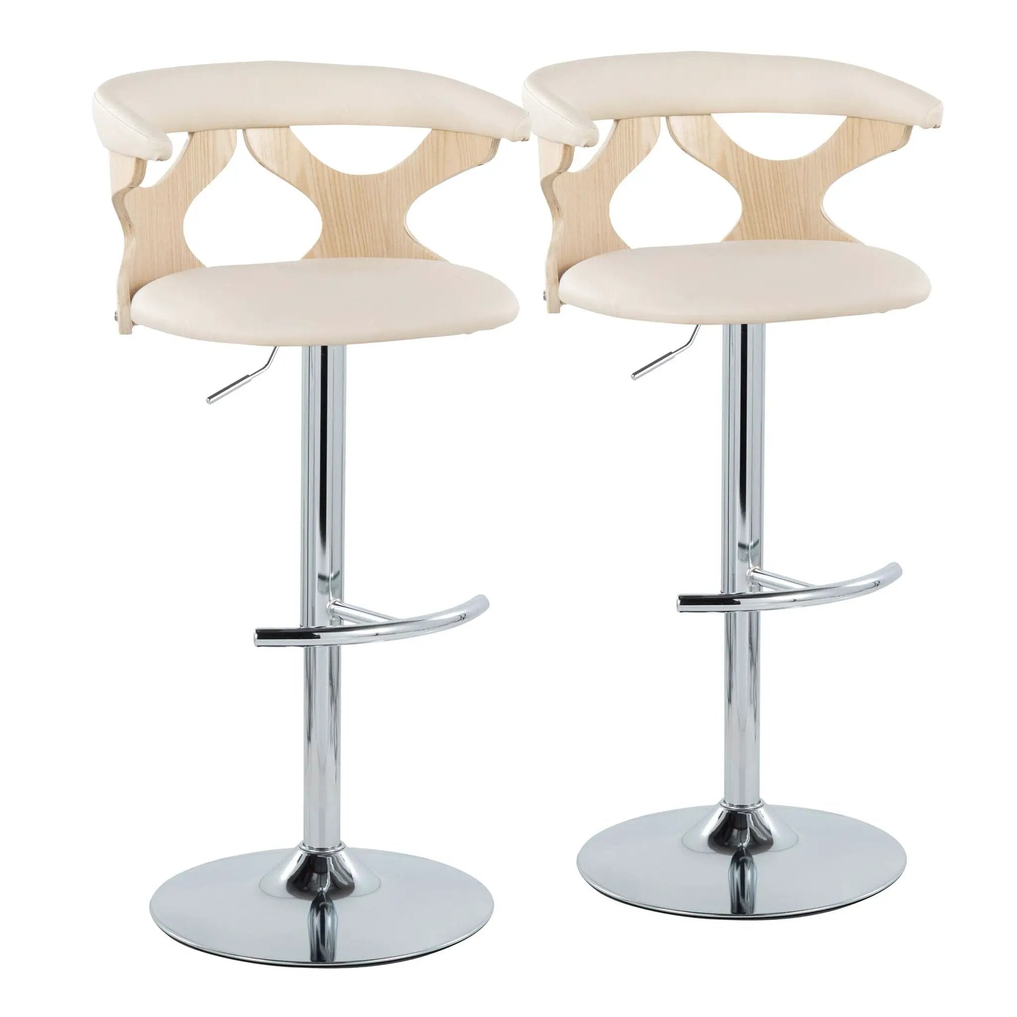 Gardenia - Contemporary Adjustable Barstool & Swivel, Rounded T Footrest (Set of 2) by Unique Piece Furniture