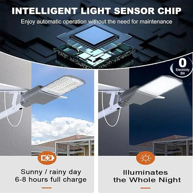 5500W Solar Street Lights Outdoor, IP67 Commercial Parking Lot Light Dusk to Dawn, 7000K Solar Security Flood Lights Solar Led Lamp with Remote Control for Basketball Court, Road, Playground by Outdoor Solar Outlet