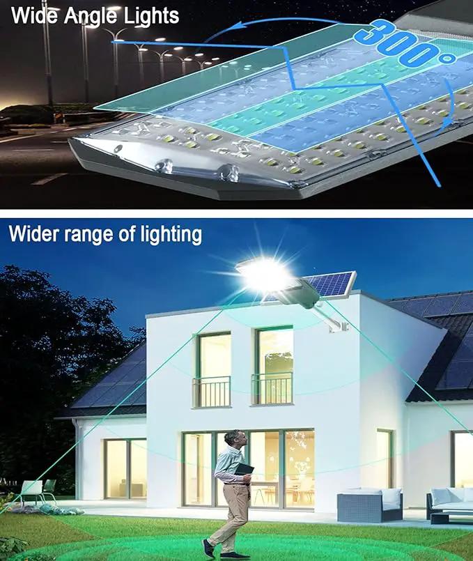 5500W Solar Street Lights Outdoor, IP67 Commercial Parking Lot Light Dusk to Dawn, 7000K Solar Security Flood Lights Solar Led Lamp with Remote Control for Basketball Court, Road, Playground by Outdoor Solar Outlet