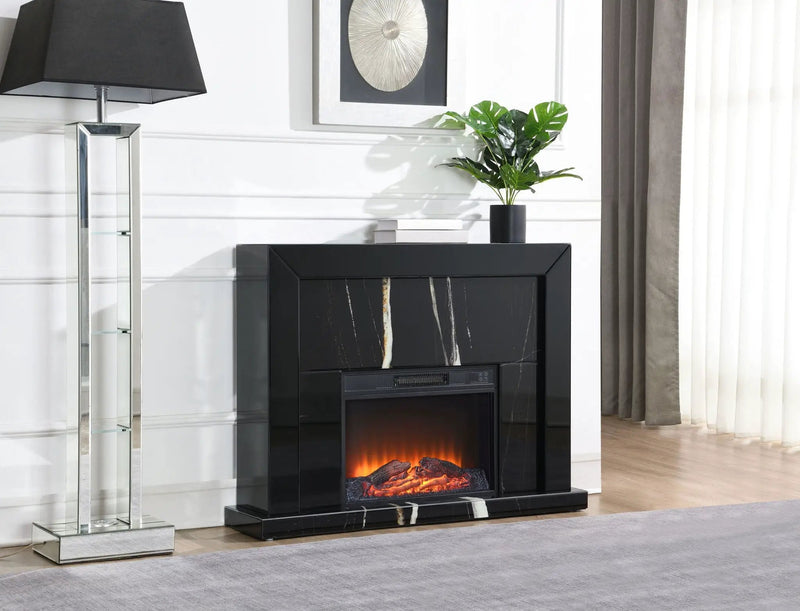 Drisana - Mirrored Fireplace - Black by Unique Piece Furniture