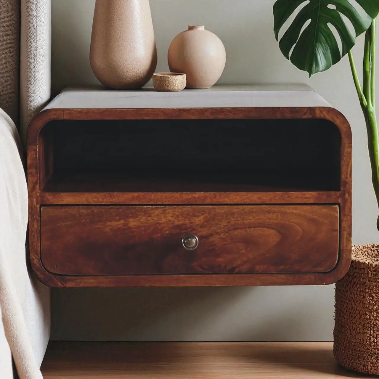 Curved Upper Slot Floating Nightstand by Unique Piece Furniture