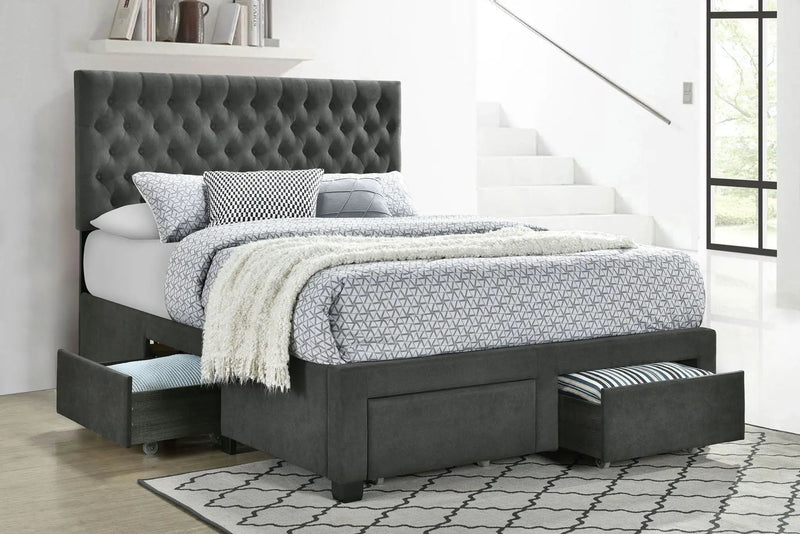Soledad Upholstered Queen Storage Panel Bed Grey by Unique Piece Furniture