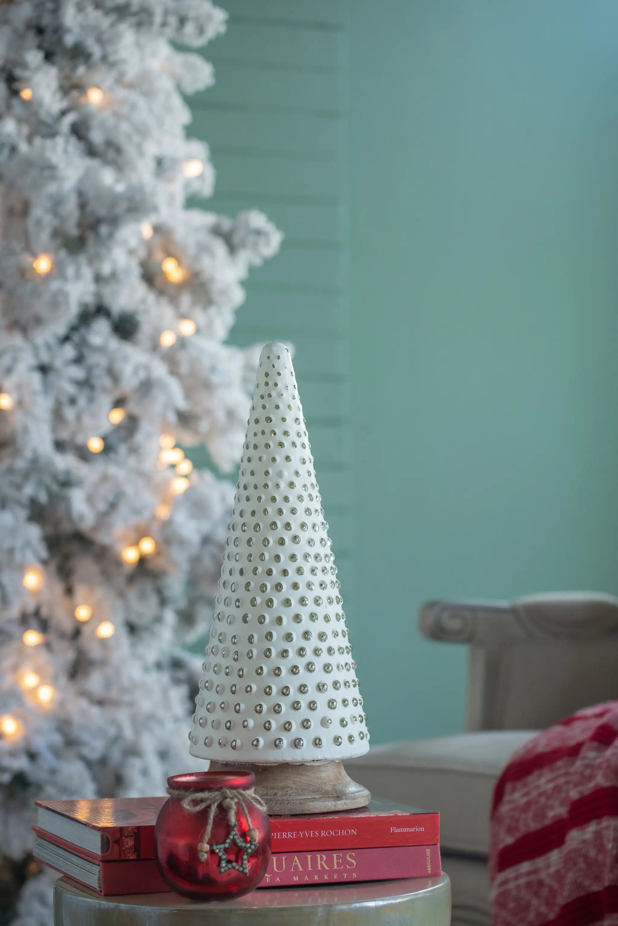 D6.7x18" Glass Christmas Cone Tree Decoration by HouseOfZazla