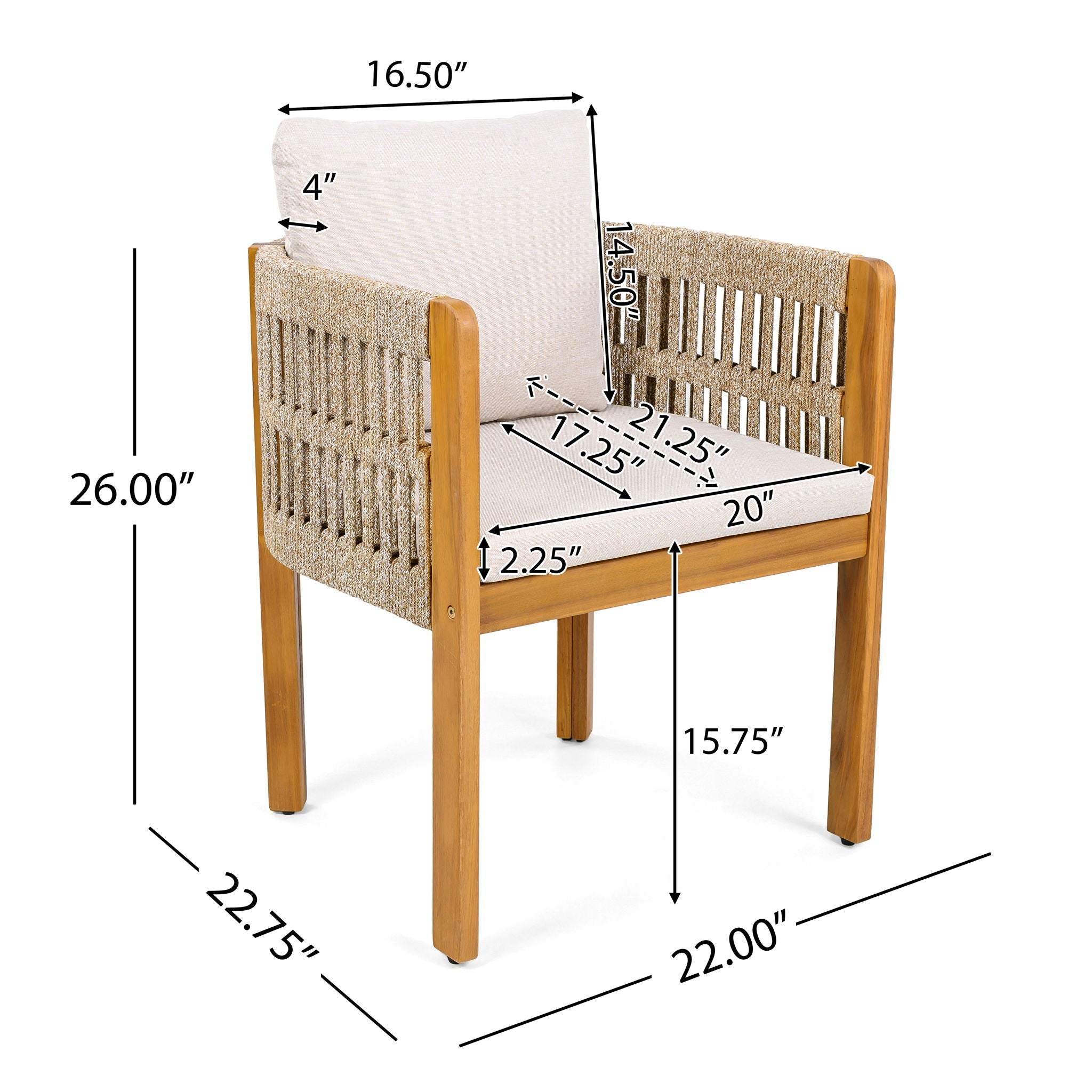 Outdoor Dining Chairs With Mix Rope Handles (Set of 2) by HouseOfZazla