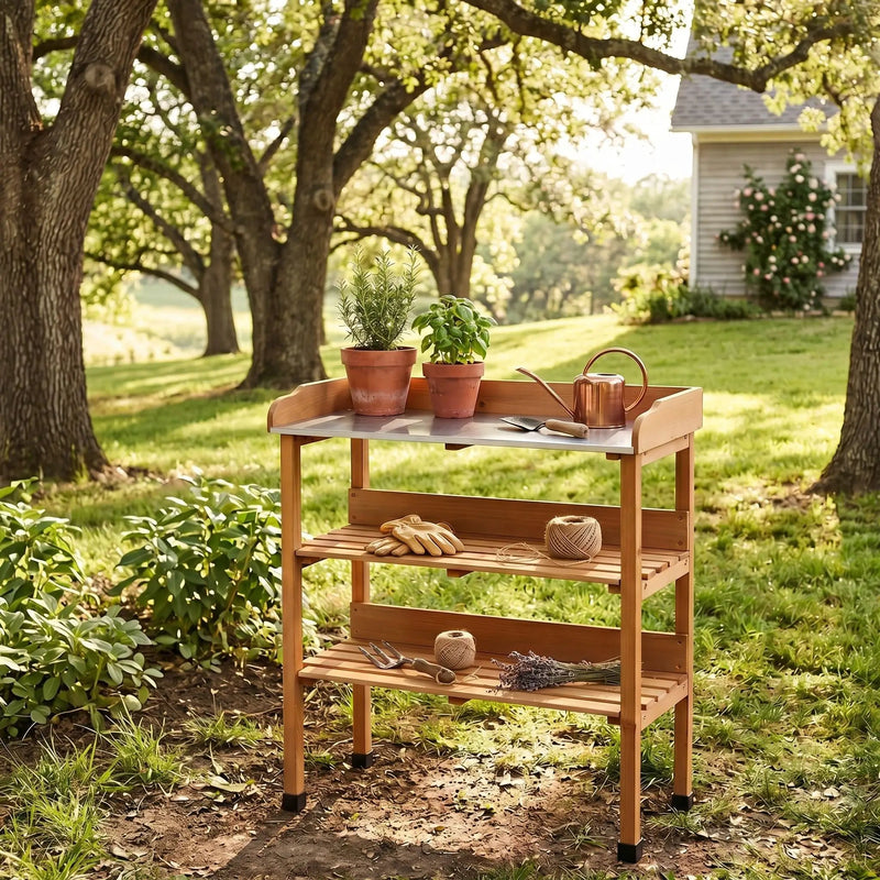 Outdoor Potting Table, 3 Tier Workbench by HouseOfZazla