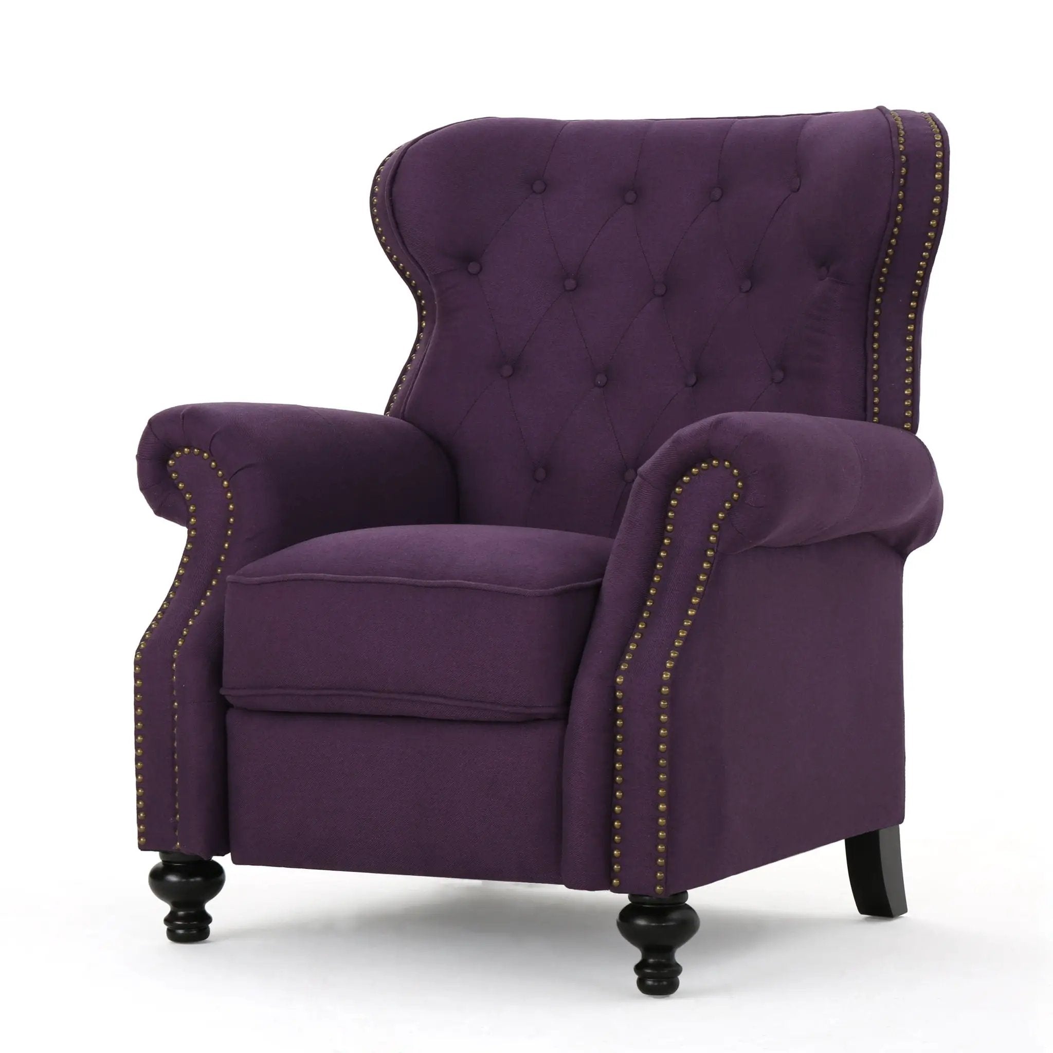 Accented Push Back Recliner Chair With Rolled Arms, Enjoy Cocooning Comfort by Unique Piece Furniture