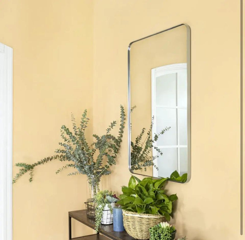 GRACTO 20x30 inch Chrome Stainless Steel Metal Framed Bathroom Mirror Wall Mounted Rounded Rectangular Bathroom Vanity Mirror by Selzalot