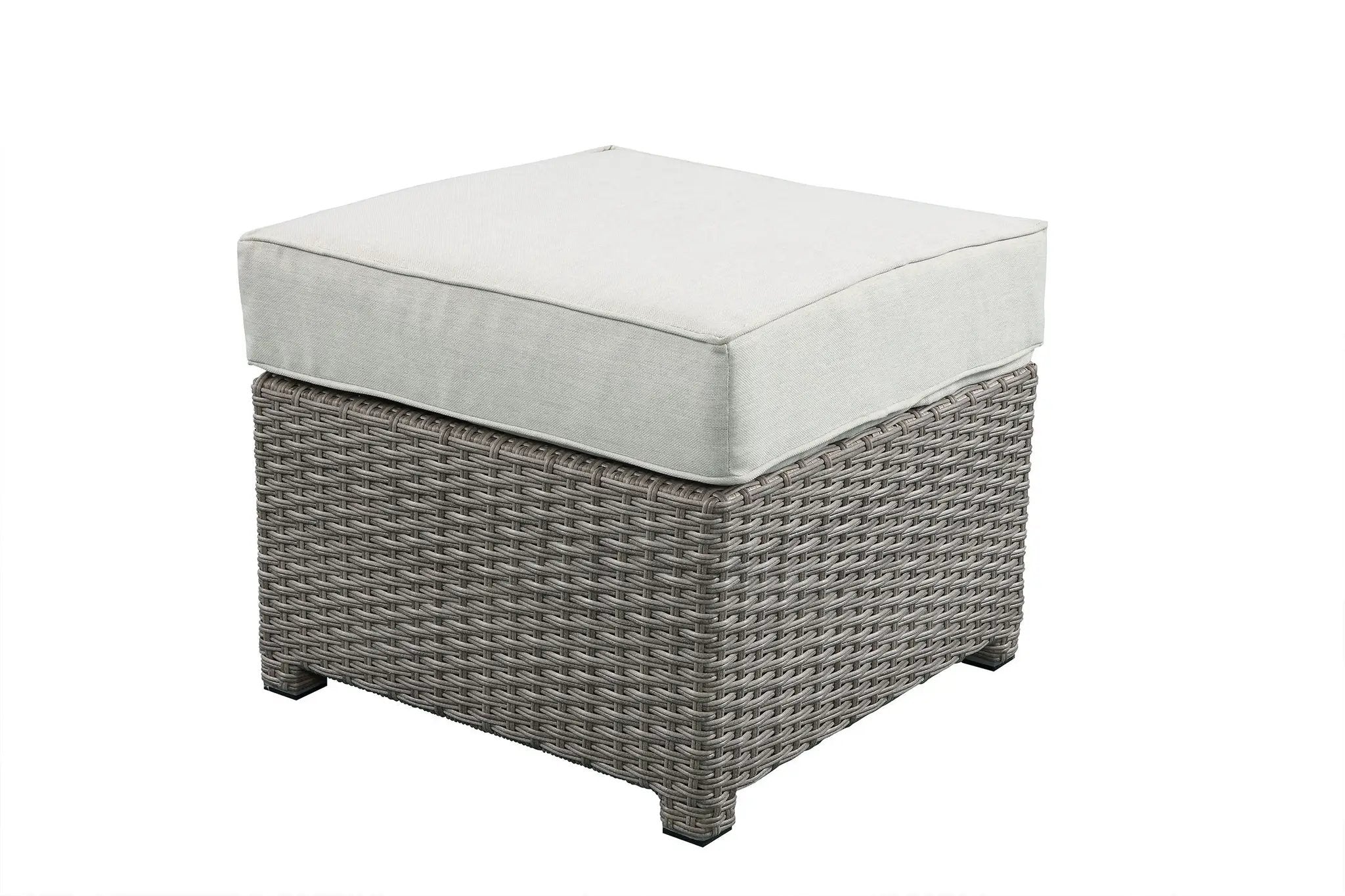 Salena - All Weather Wicker Patio Sofa & Ottoman With 2 Toss Pillows - Beige / Gray by Unique Piece Furniture