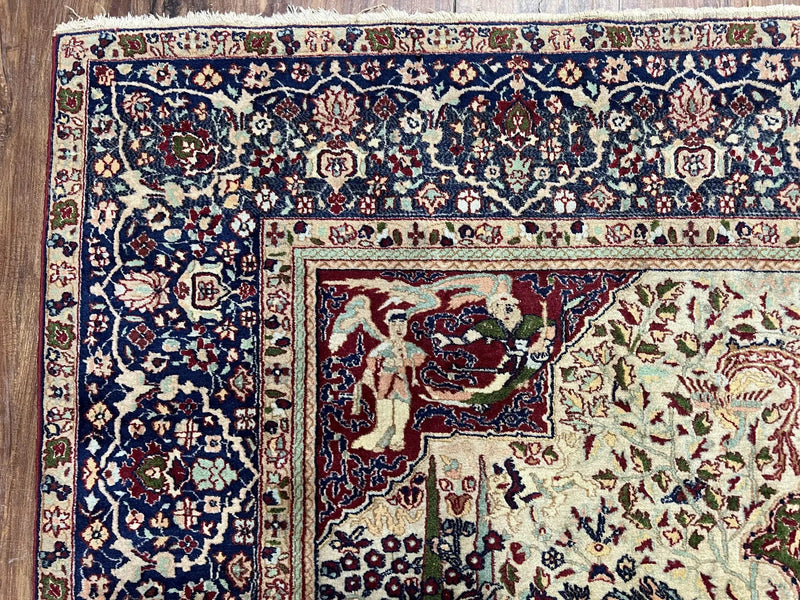 Rare Antique Indian Agra Rug, Early 20th Century Indian Carpet, Animal and Angel Motifs, Hunting Scene, Collectible Oriental Carpet, Wow by Jewel Rugs