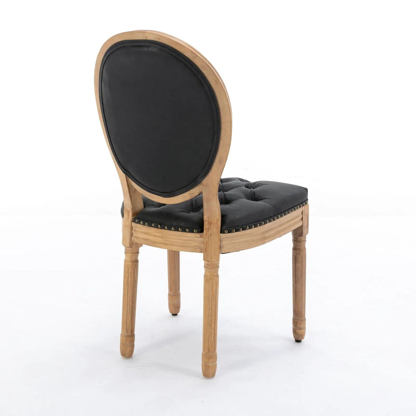 French Style Solid Wood Frame Antique Painting, Hand-Pulled Buckle Decoration Artificial Dining Chair With Nailhead Trim, Wood Legs by Unique Piece Furniture