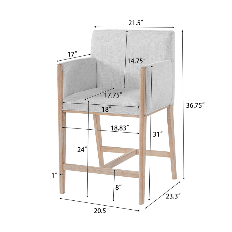 24'' Seat Height Upholstered Counter Stools with Arms - Set of 2 by HouseOfZazla