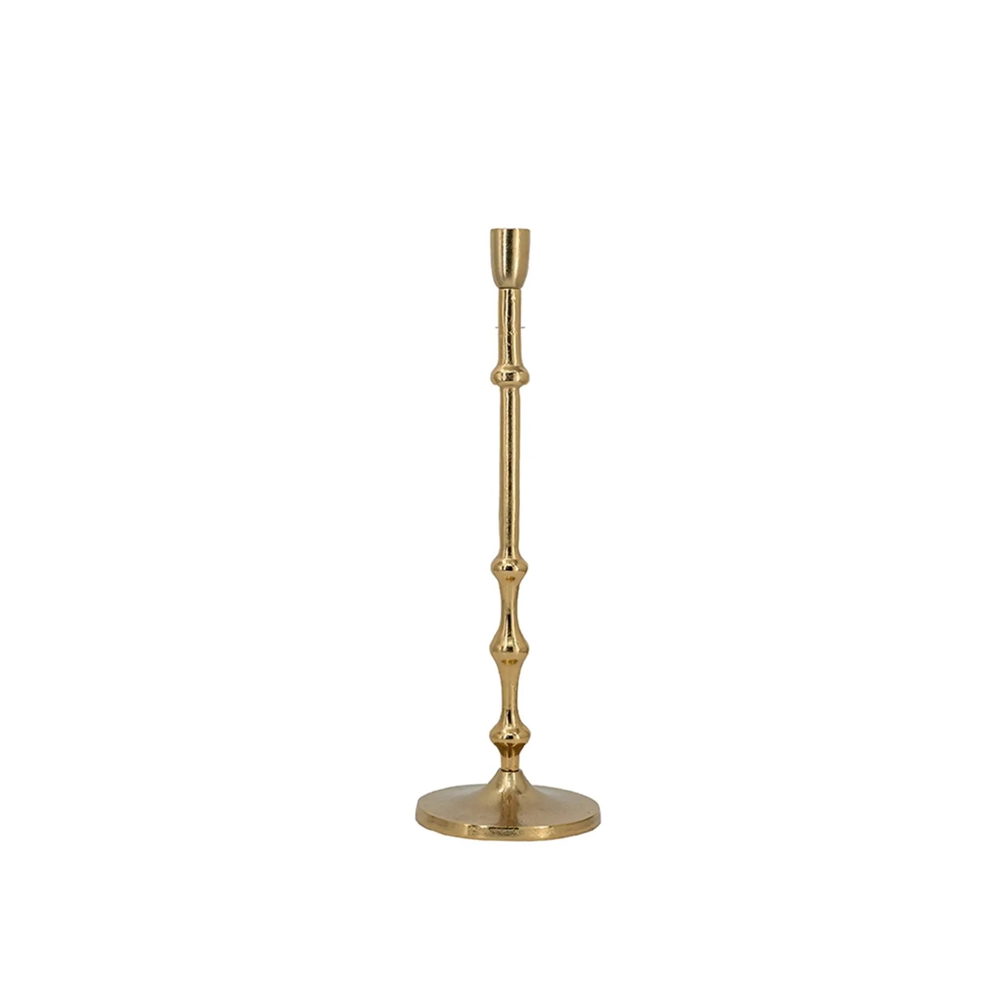4.5x15.5' Slender Aluminum Taper Candle Holder with Bead Accents, Bronze by HouseOfZazla