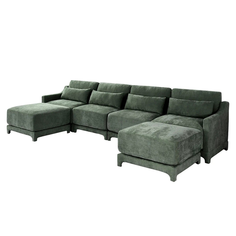 Stylish Sofa With Ottoman And Lumbar Pillows, Ergonomic Design by Unique Piece Furniture