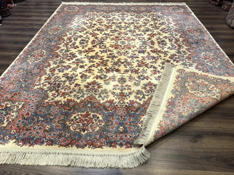 8.8 x 10.6 Karastan Kirman Rug #788, Wool Vintage Discontinued Floral Carpet by Jewel Rugs