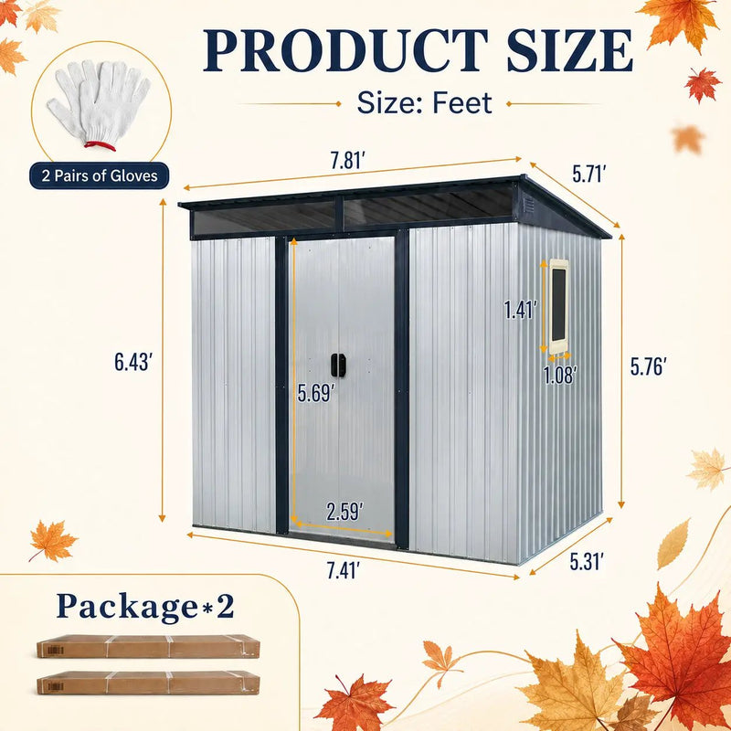 8 ft x 6 ft Outdoor Metal Storage Shed with Window by HouseOfZazla