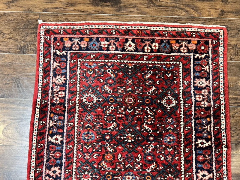 Long Persian Runner Rug 2.9 x 17, Red Handmade Wool Rug for Hallway, Antique Persian Carpet, 17ft Runner, Persian Hamadan Dargazine Rug by Jewel Rugs