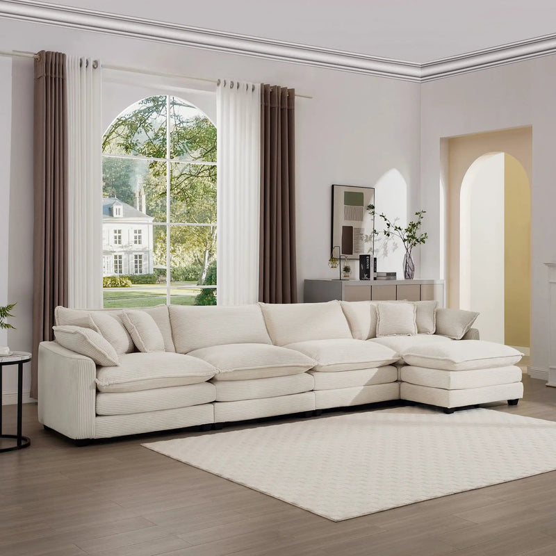 Modern Oversized Modular Cushion Sofa With Ottoman, Low Back, Deep Seating Sofa Set by HouseOfZazla