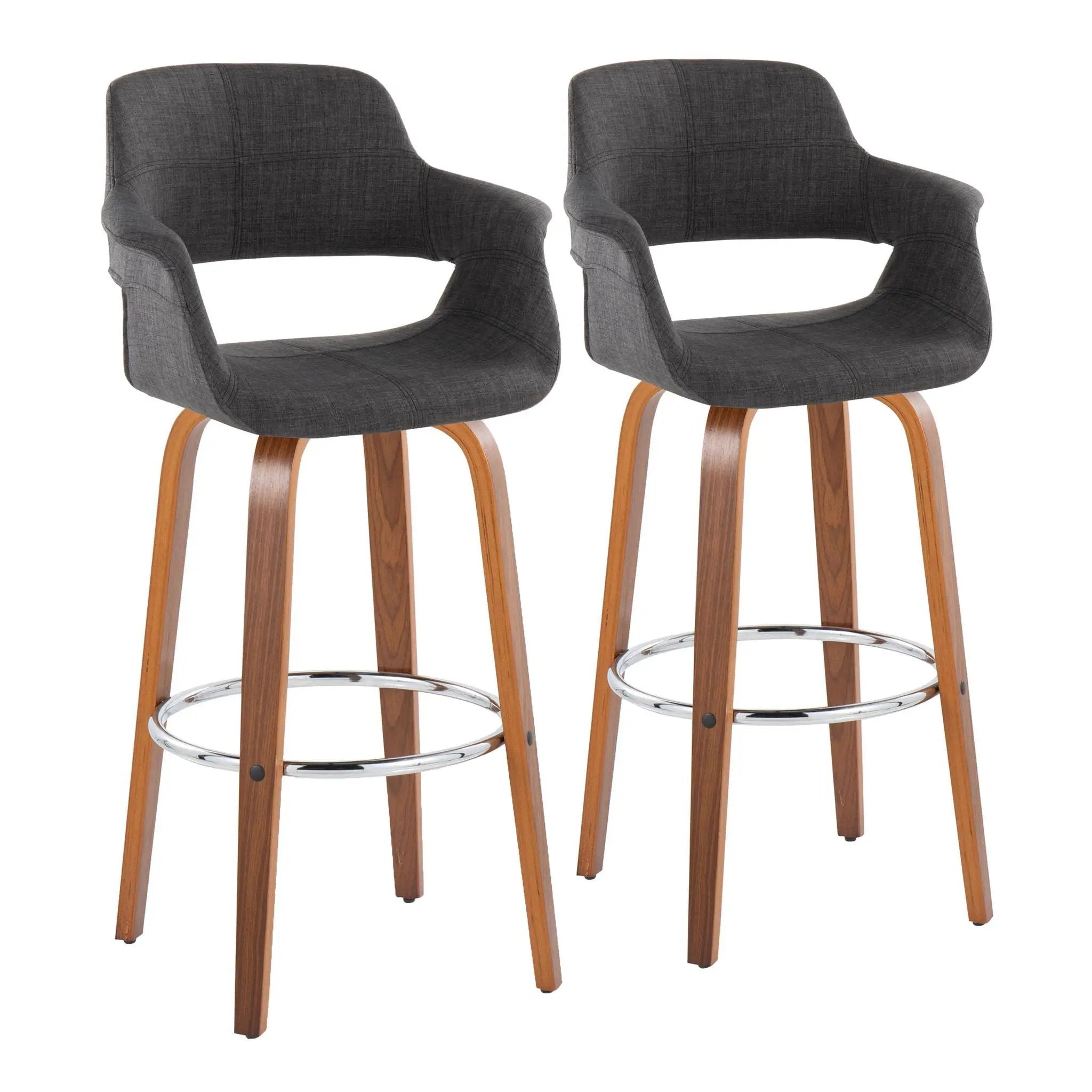 Vintage Flair - Mid Century Modern Fixed Height Barstool With Swivel & Round Footrest (Set of 2) by Unique Piece Furniture