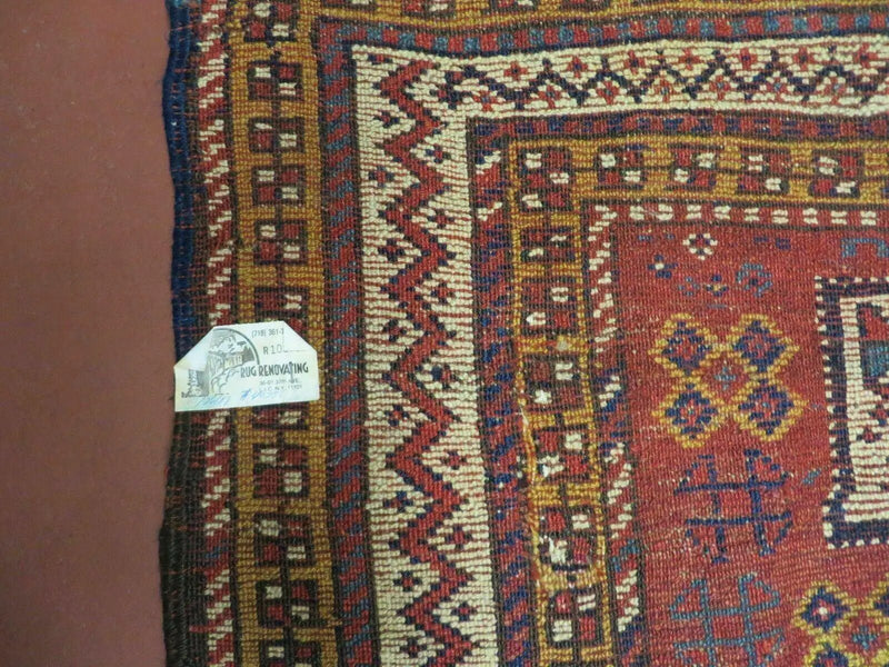 Antique Moroccan Runner Rug 4x9, Wide Runner, Hand Knotted Tribal Oriental Carpet, Hallway Rug, Geometric Medallions, Red, Bohemian Rug Nice by Jewel Rugs