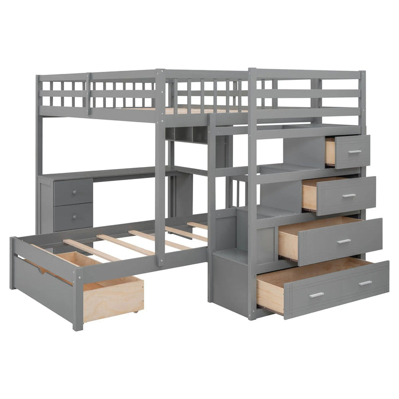 Bunk Bed With Desk, Drawers And Shelves by Unique Piece Furniture