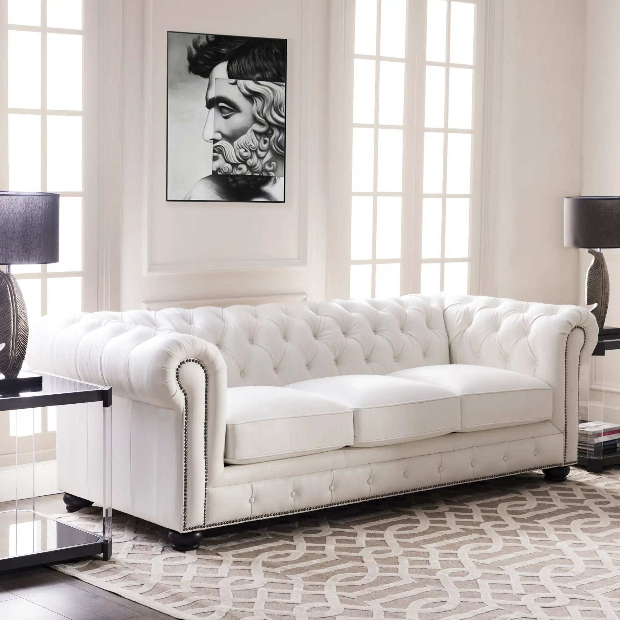 Traditional Tufted Chesterfield Nailhead Sofa by Unique Piece Furniture