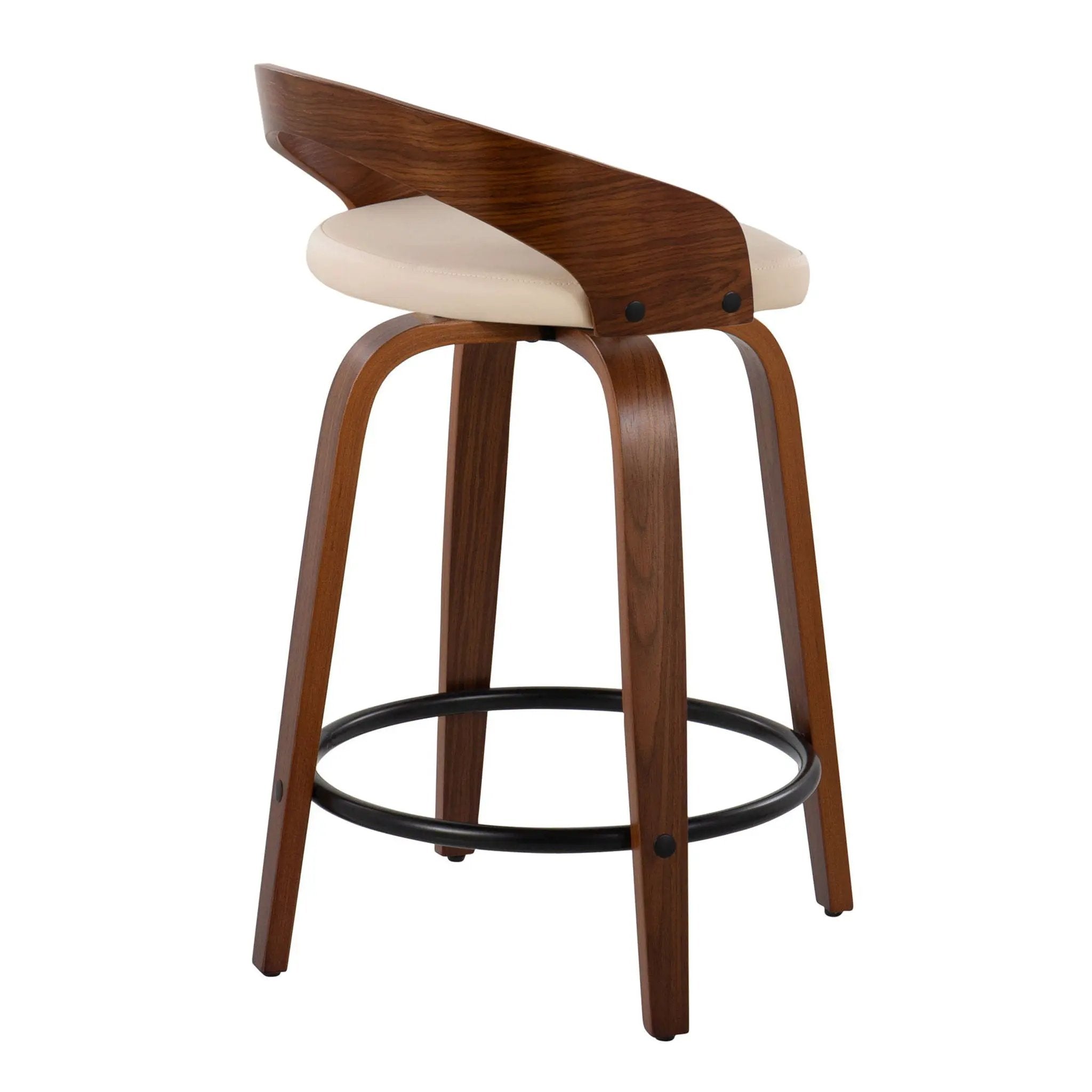 Grotto - Mid-Century Modern Fixed Height Counter Stool & Swivel With Round Footrest (Set of 2) by HouseOfZazla