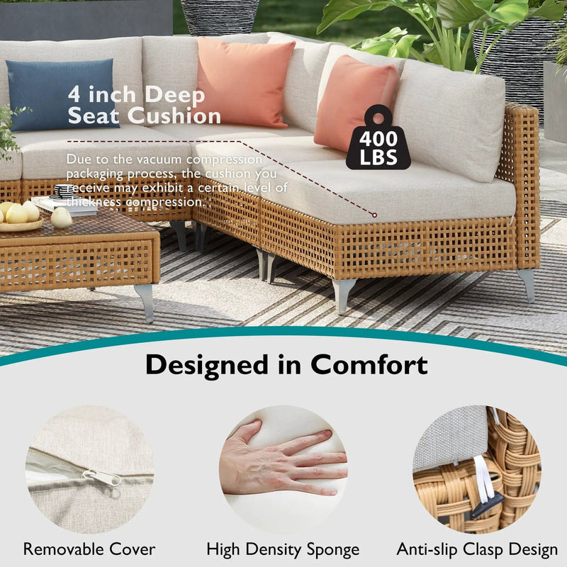 K&K 8-Piece Patio Furniture Set with Fire Pit Table by HouseOfZazla