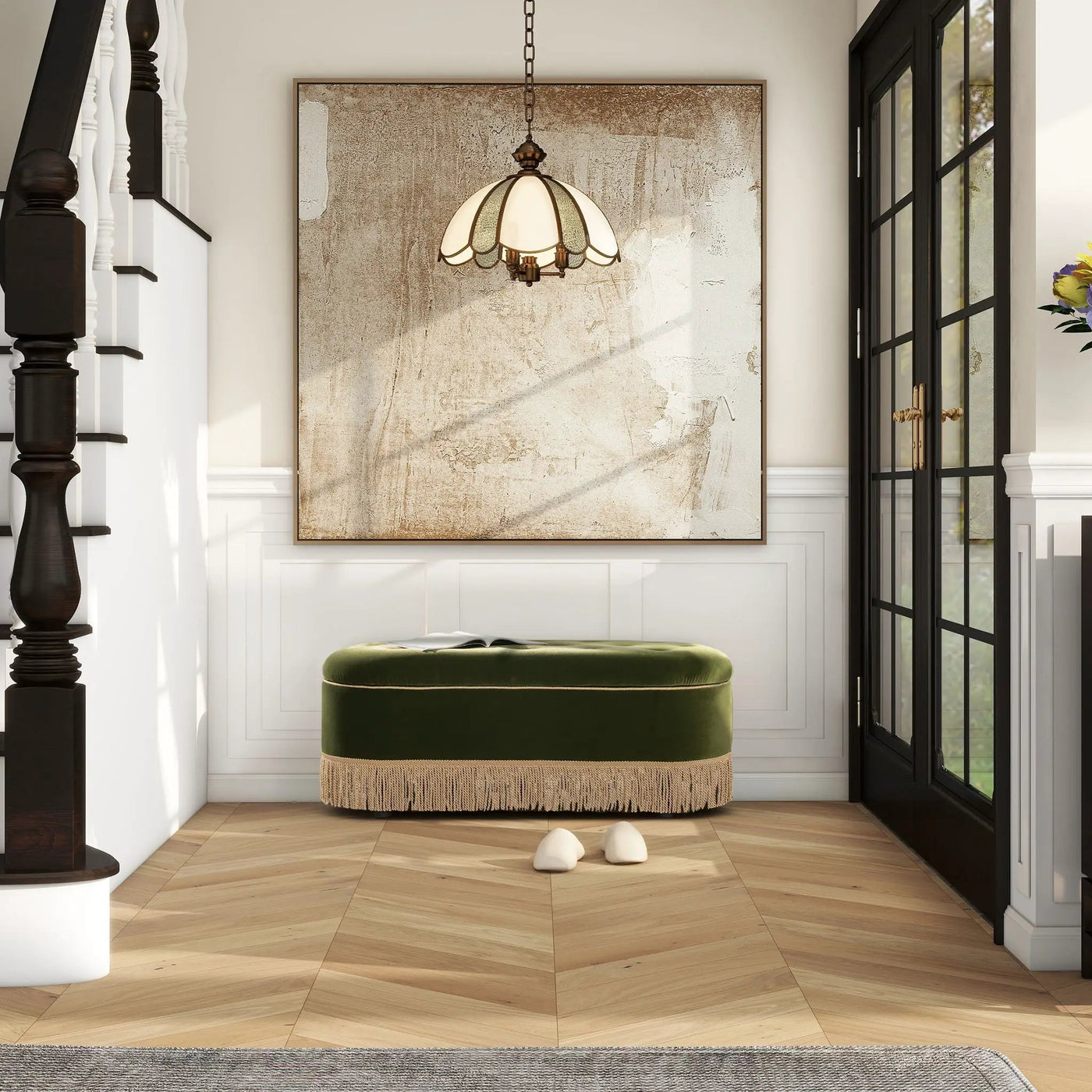 Melinda - Oval Tufted Bullion Fringe Storage Bench by Unique Piece Furniture