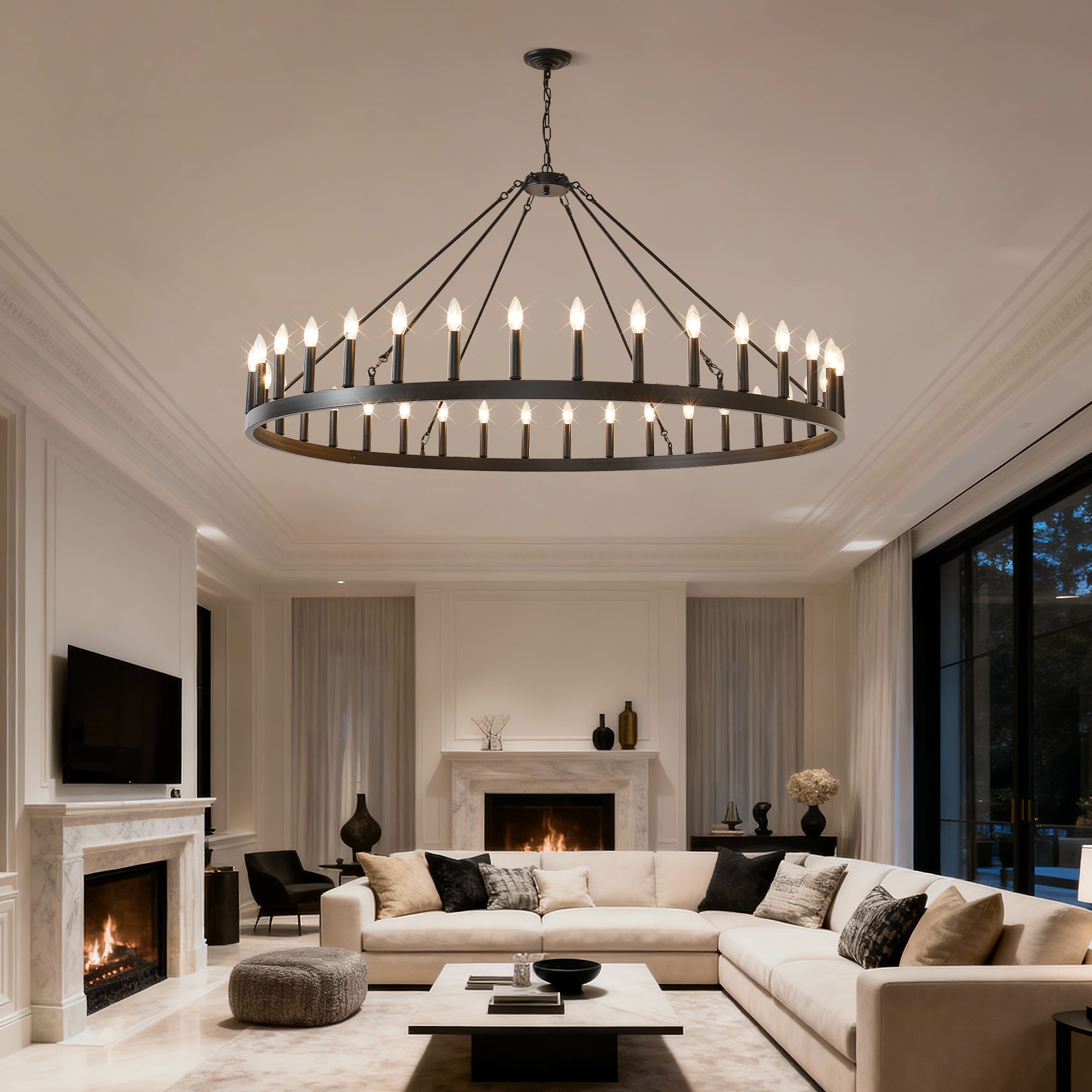 59.1 Inch 36-Light Wagon Wheel Chandelier by HouseOfZazla