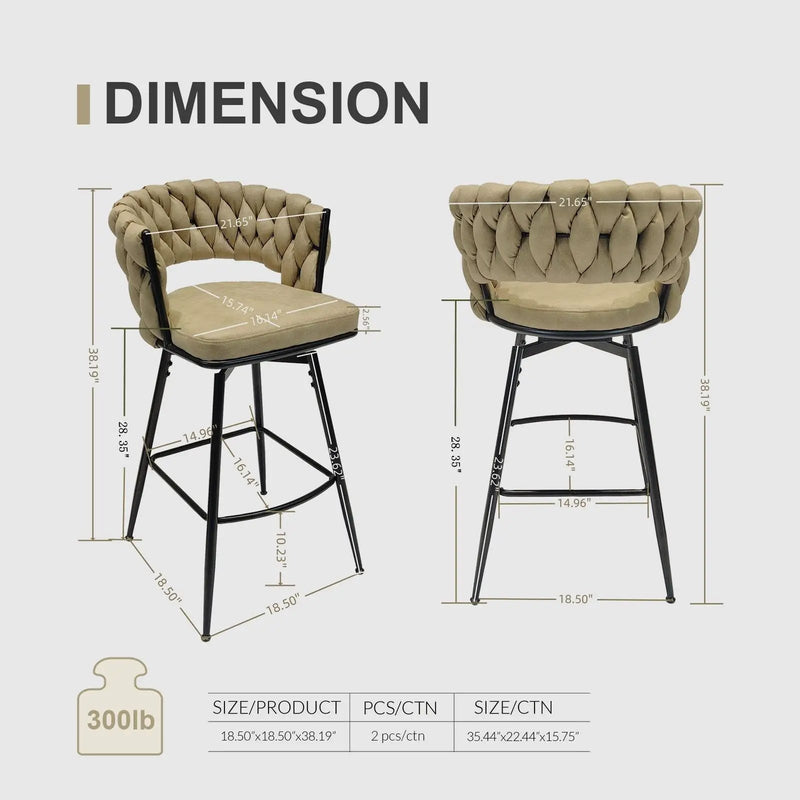 Bar Stool 360 Swivel With Back Footrest by HouseOfZazla