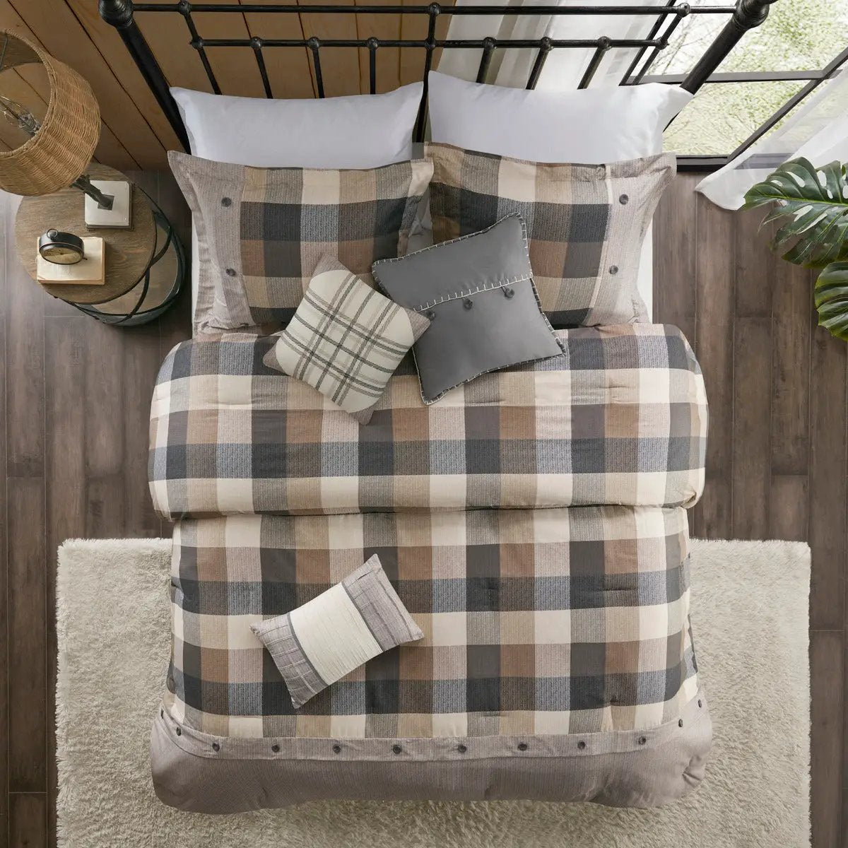 7 Piece Herringbone Comforter Set Neutral Queen by HouseOfZazla