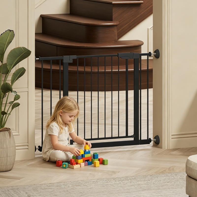 Wide Baby Gate with Wall Protector for Stairs and Doorways by HouseOfZazla