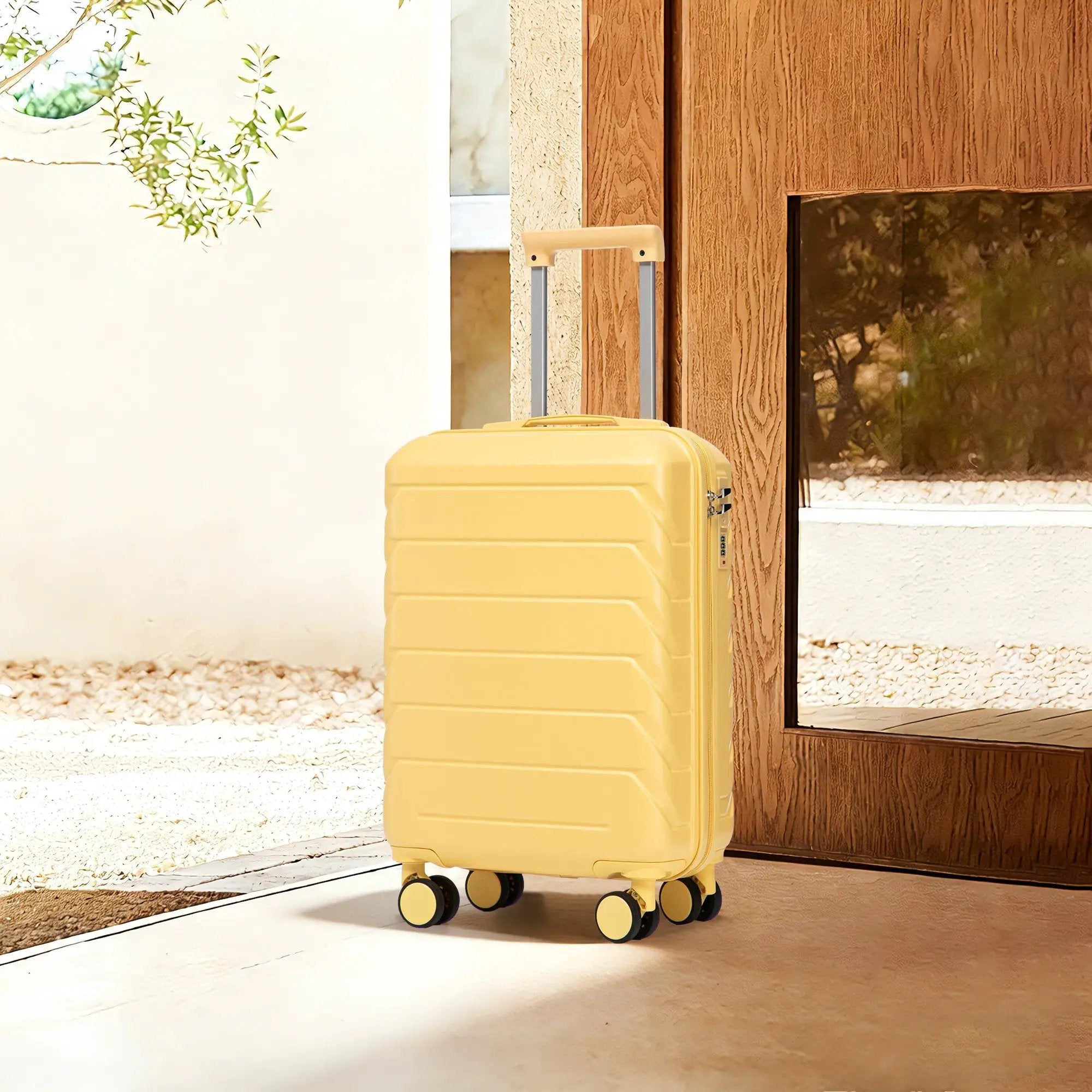 20 Inch ABS Hard Shell Travel Checked Luggage - Yellow by HouseOfZazla