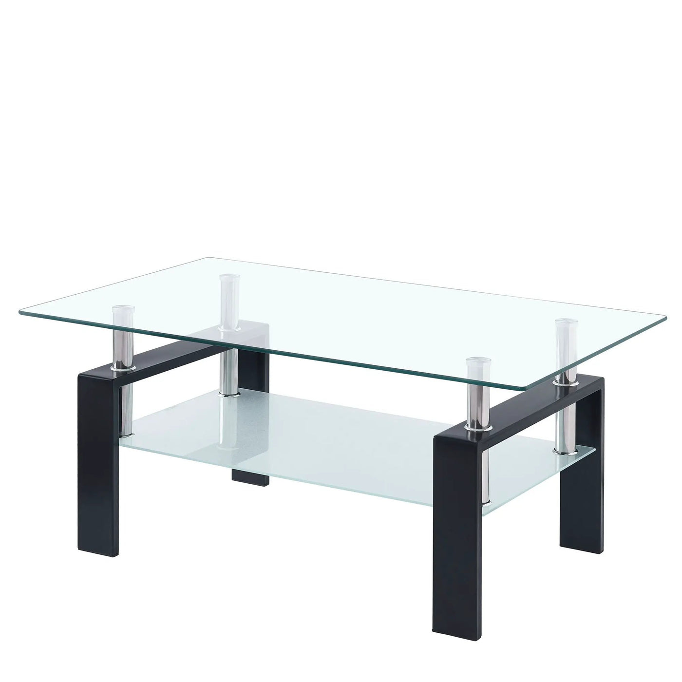 Luxury Modern Tempered Glass Coffee Table with 2 Layers by HouseOfZazla
